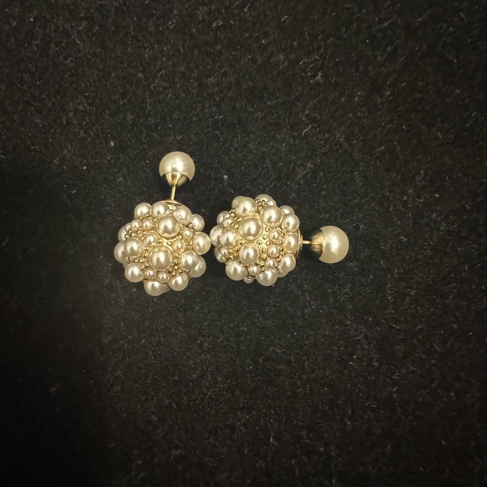 Dior Gold and Silver Crystal Earrings with Pearl Drops - Picture 3 of 8